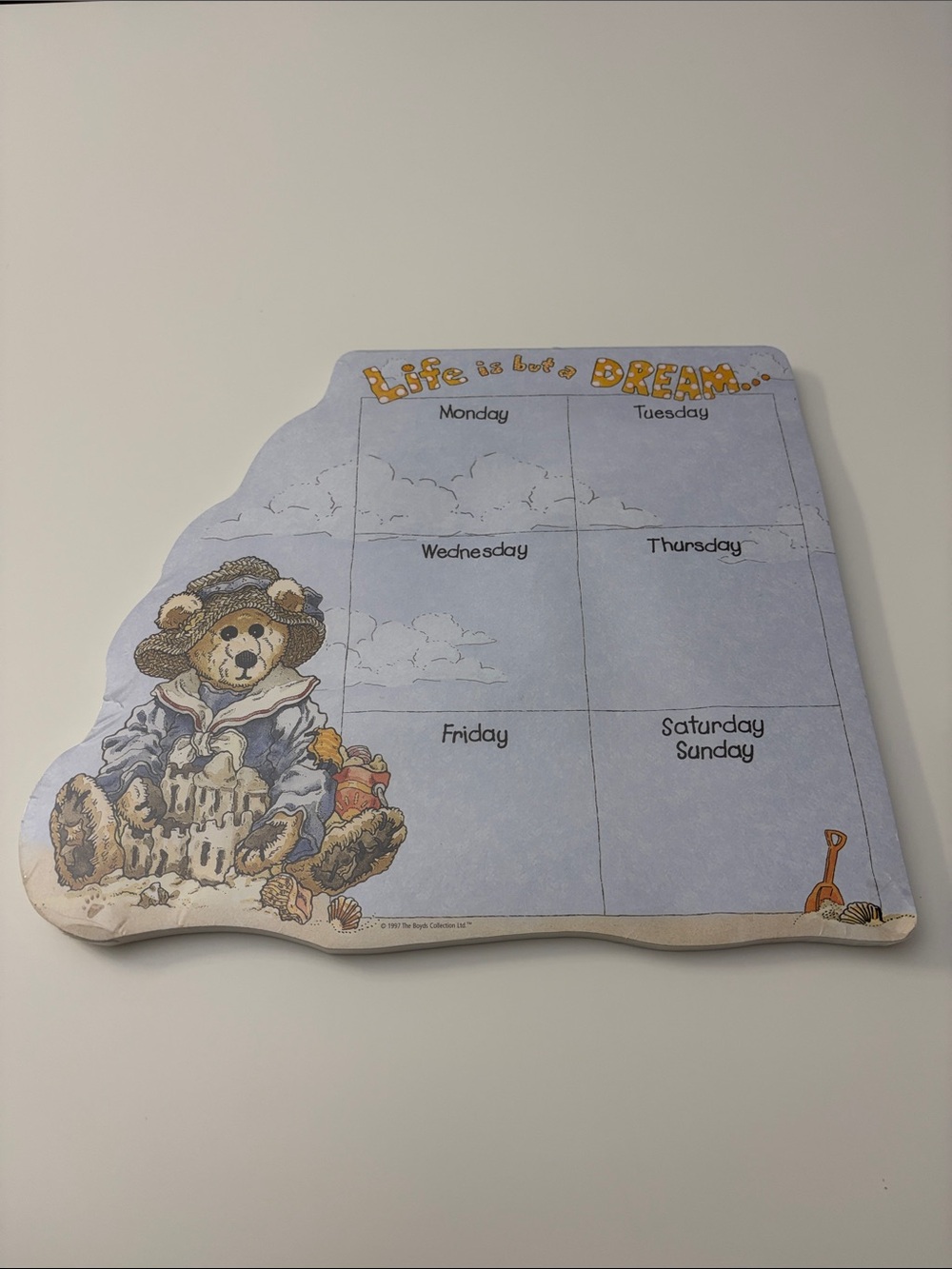 Vtg 1997 Boyds Bears Blue Beach Magnetic Weekly Planner Notepad Life is a Dream